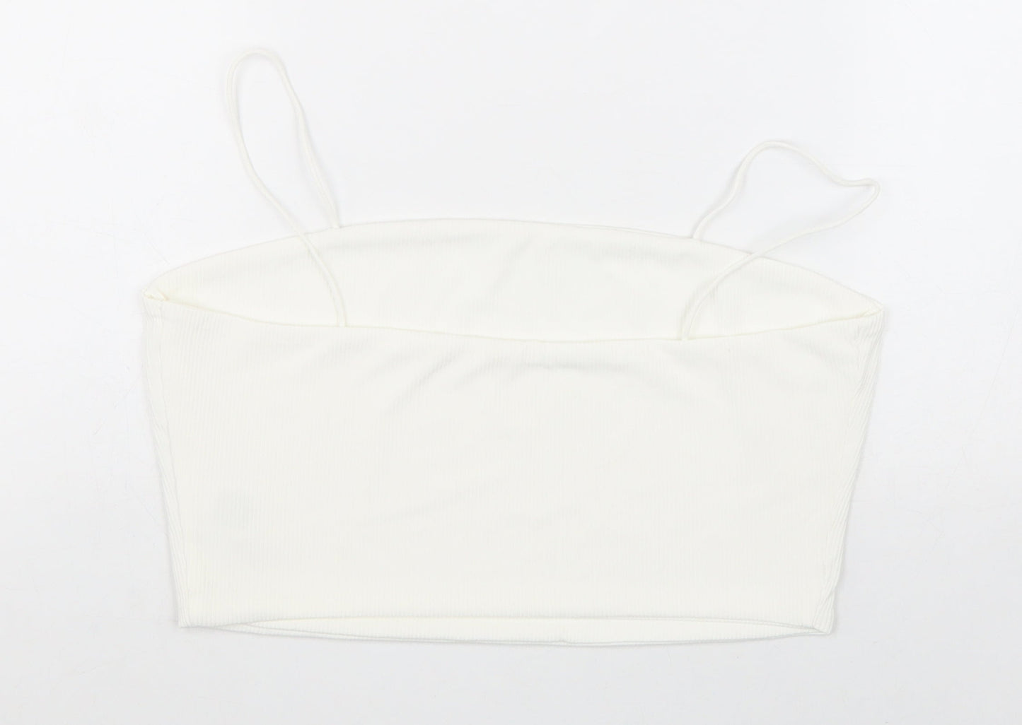 SheIn Womens White Polyester Cropped Tank Size L Square Neck