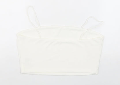 SheIn Womens White Polyester Cropped Tank Size L Square Neck