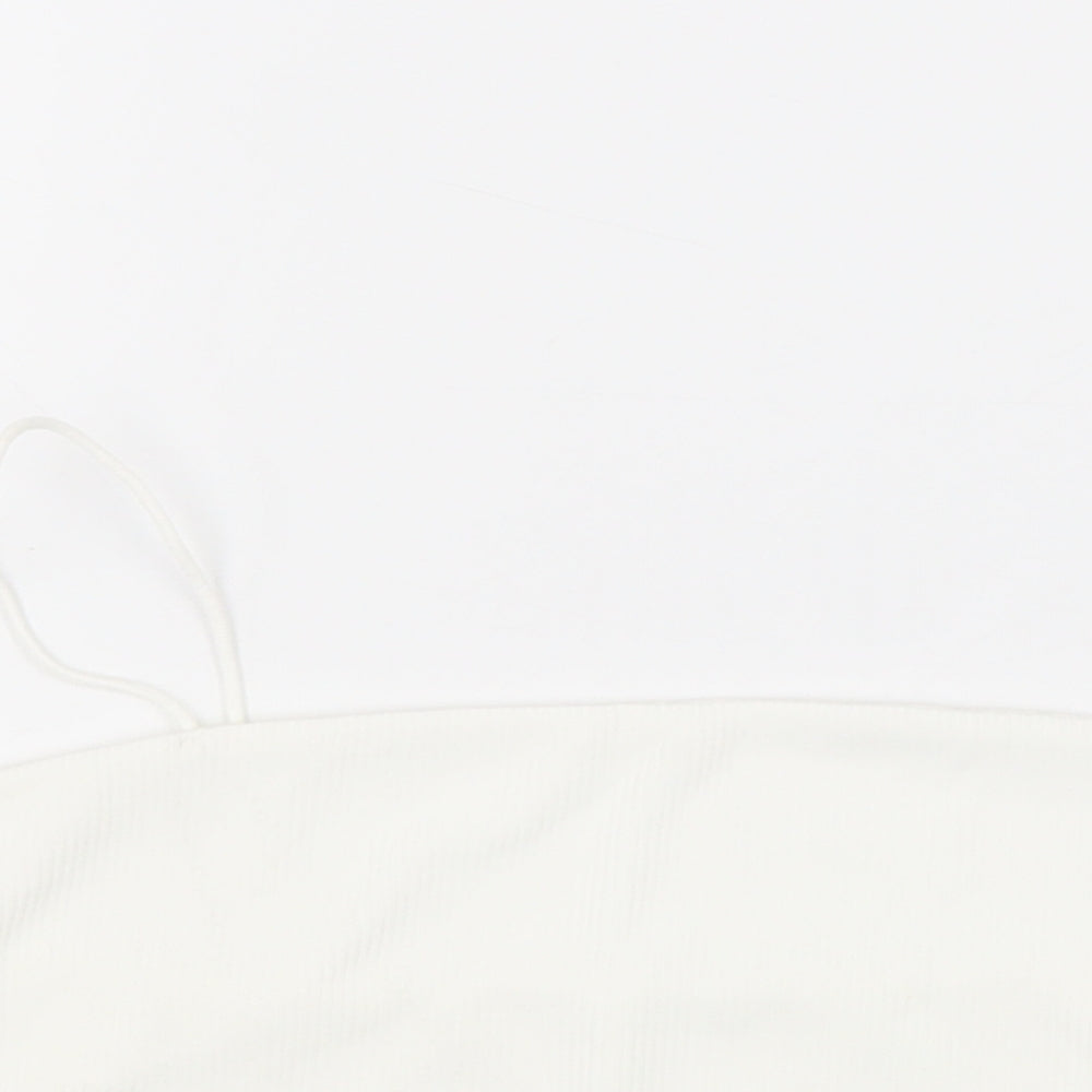 SheIn Womens White Polyester Cropped Tank Size L Square Neck