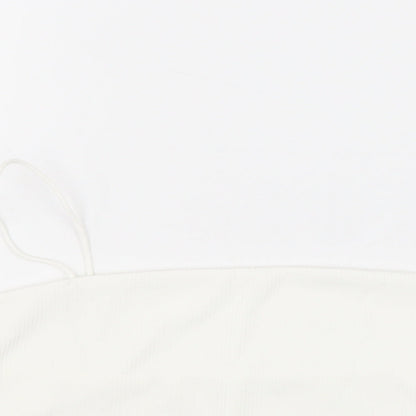 SheIn Womens White Polyester Cropped Tank Size L Square Neck