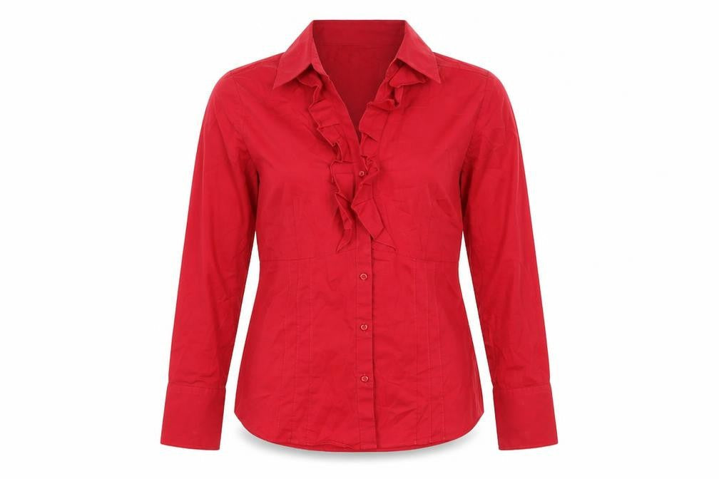Womens UK Size 12 Papaya Red Basic Button-Up