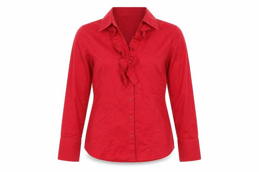 Womens UK Size 12 Papaya Red Basic Button-Up