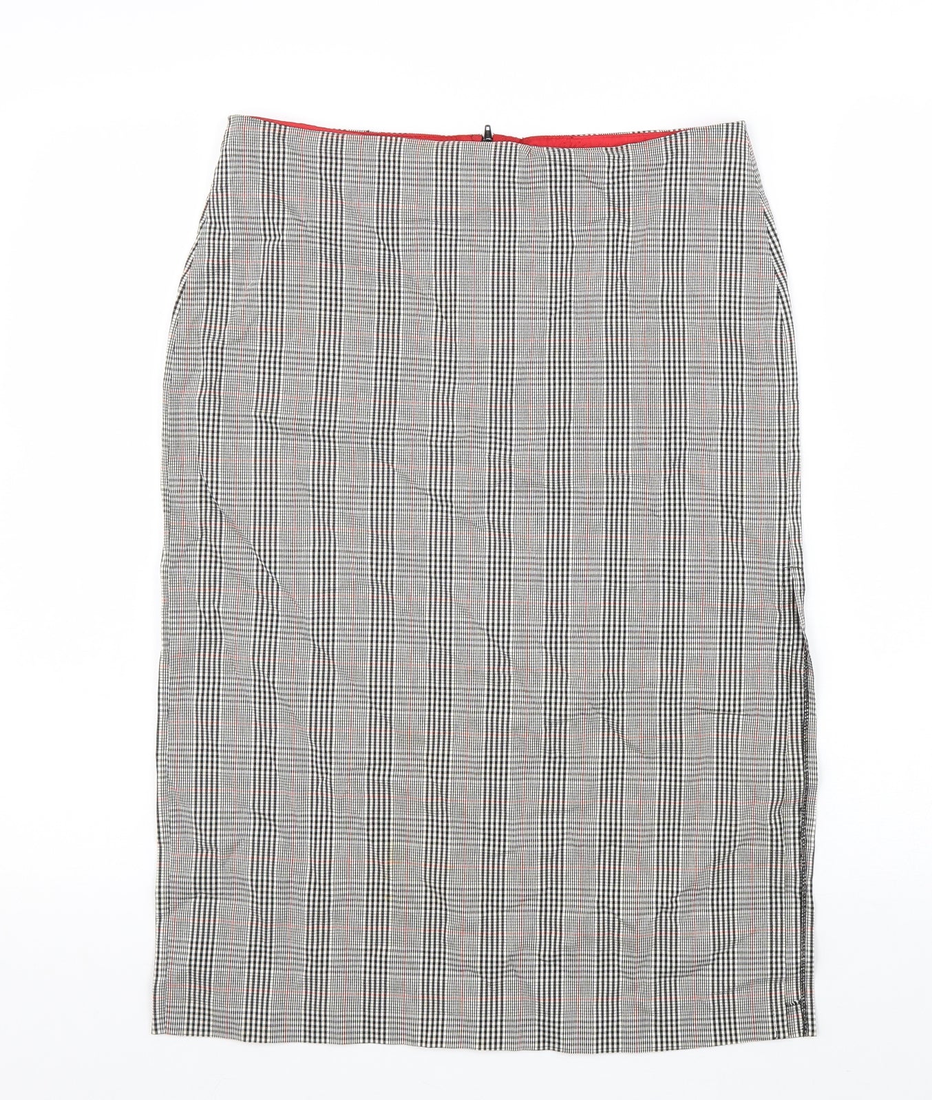 Jeffrey Rogers Womens Black Plaid Viscose Straight & Pencil Skirt Size 14 Zip