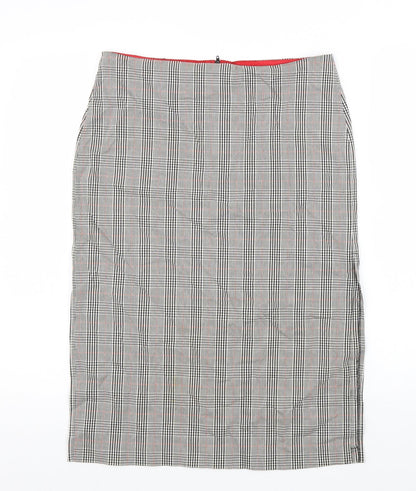 Jeffrey Rogers Womens Black Plaid Viscose Straight & Pencil Skirt Size 14 Zip