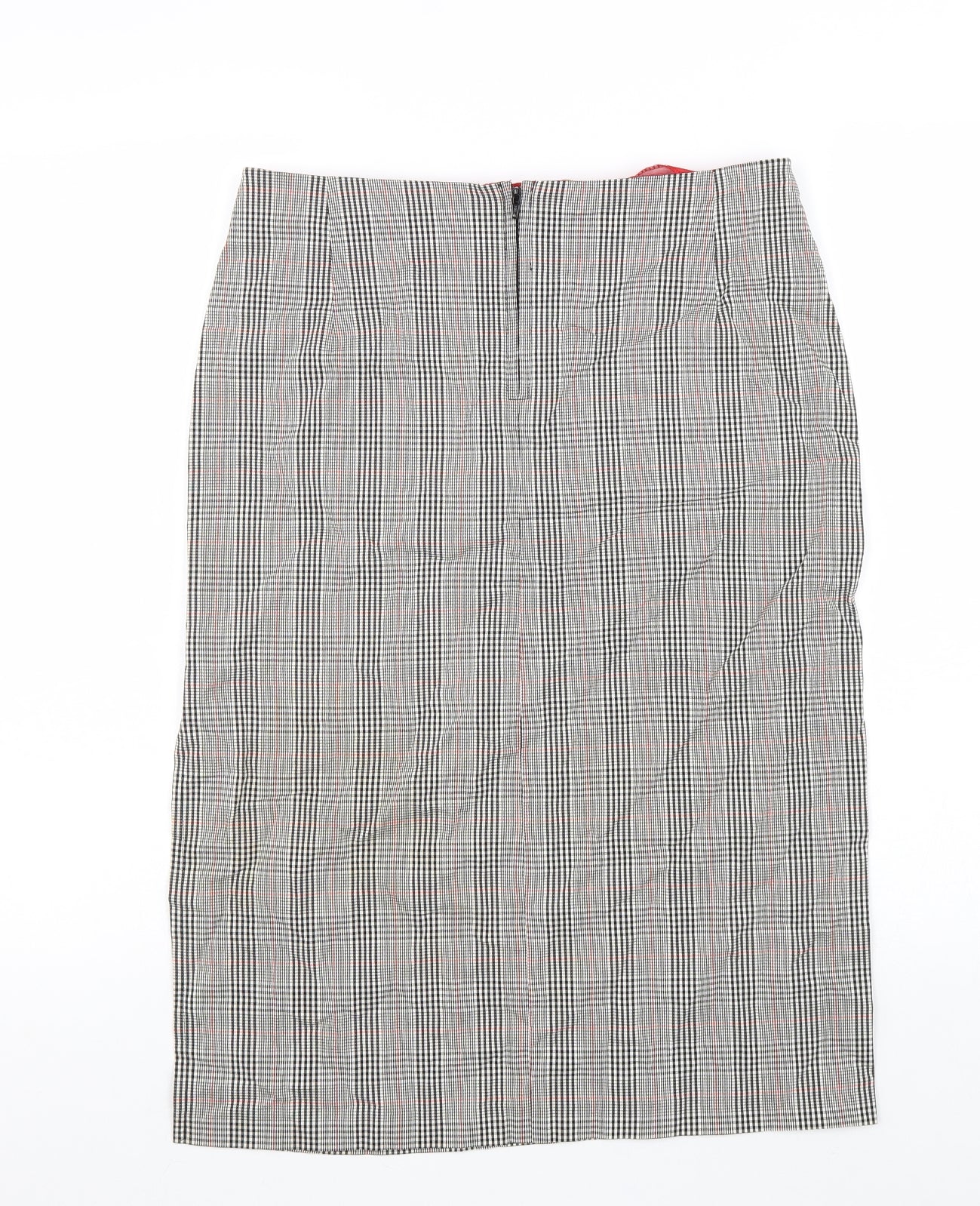 Jeffrey Rogers Womens Black Plaid Viscose Straight & Pencil Skirt Size 14 Zip