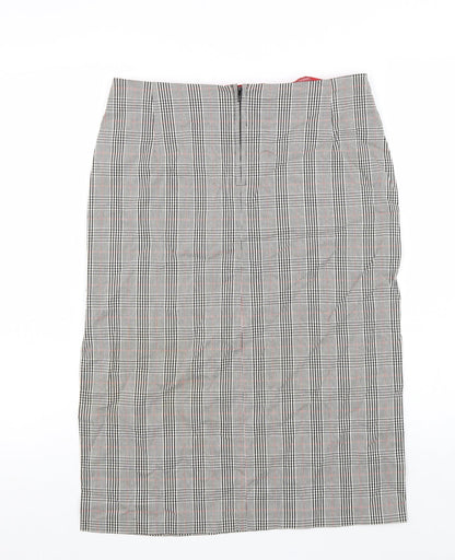 Jeffrey Rogers Womens Black Plaid Viscose Straight & Pencil Skirt Size 14 Zip