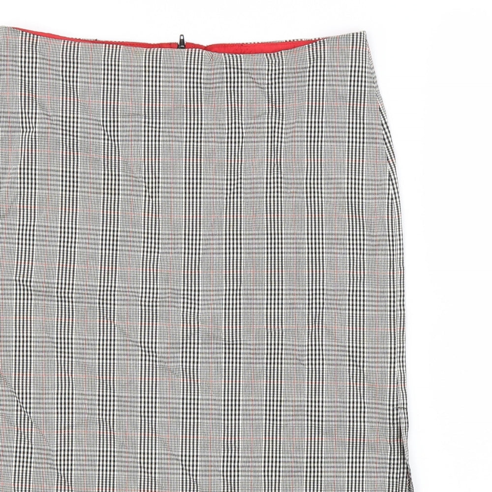 Jeffrey Rogers Womens Black Plaid Viscose Straight & Pencil Skirt Size 14 Zip