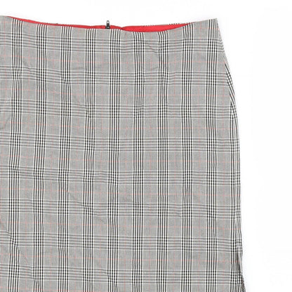 Jeffrey Rogers Womens Black Plaid Viscose Straight & Pencil Skirt Size 14 Zip