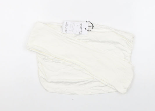 Womens UK Size XL Stradivarius White Cropped Blouse