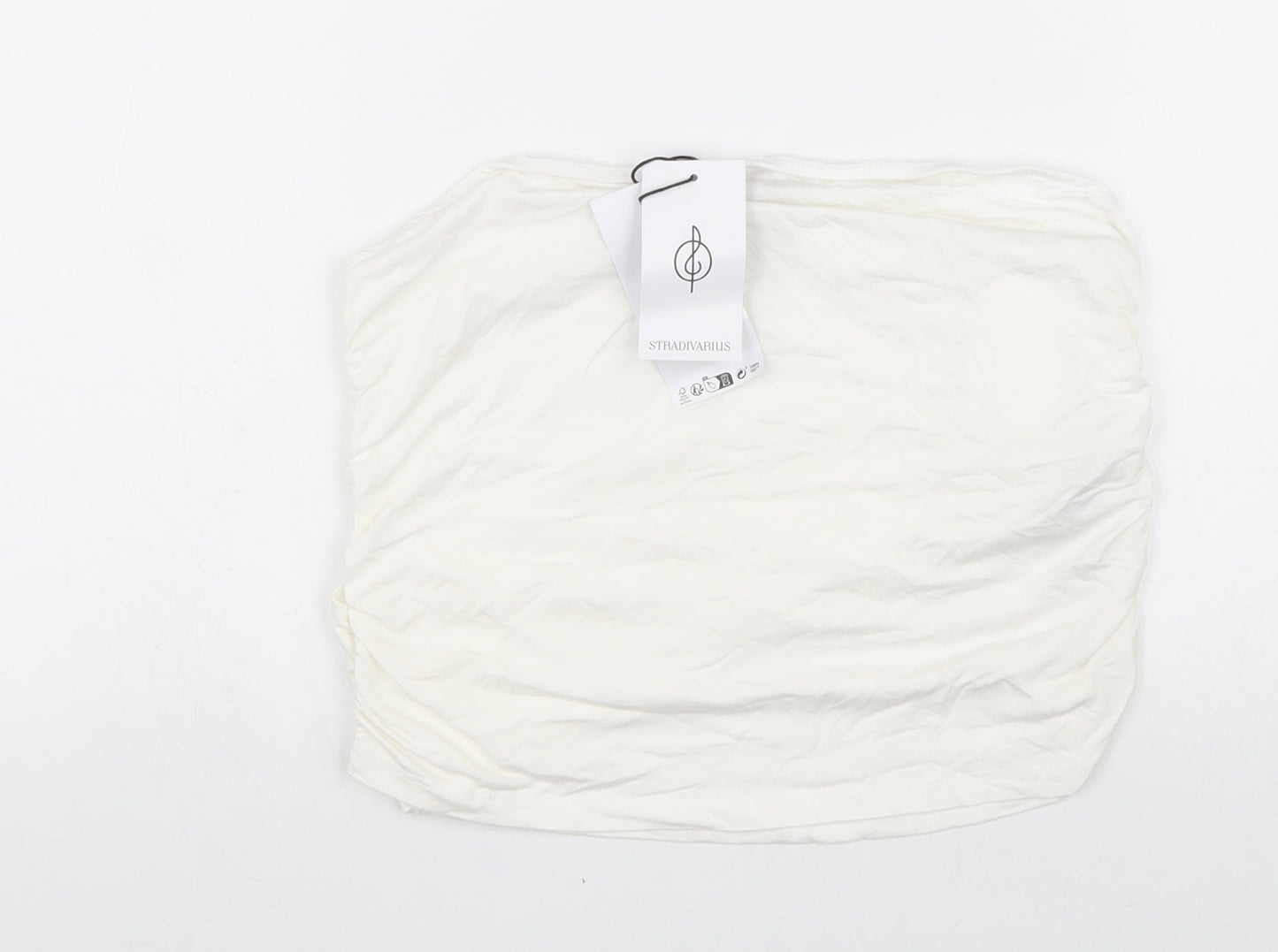 Womens UK Size XL Stradivarius White Cropped Blouse