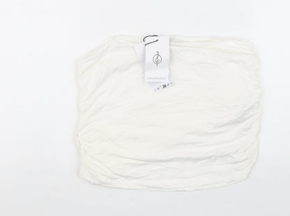 Womens UK Size XL Stradivarius White Cropped Blouse
