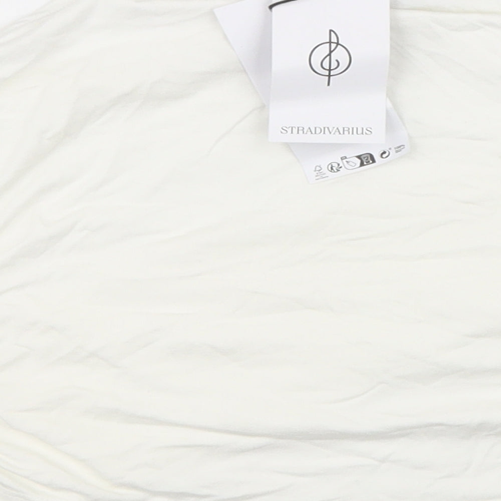 Womens UK Size XL Stradivarius White Cropped Blouse