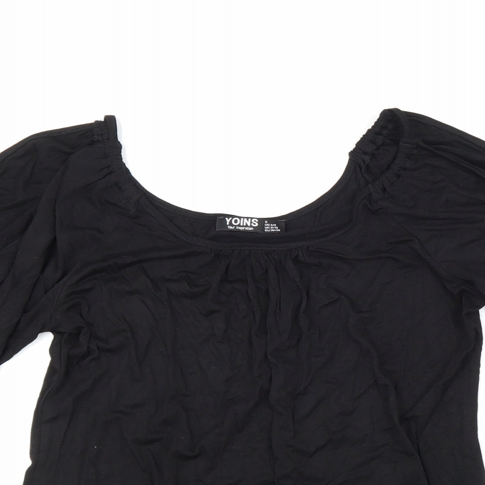 Womens UK Size 8 Yoins Black Basic Blouse