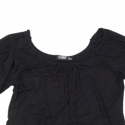 Womens UK Size 8 Yoins Black Basic Blouse