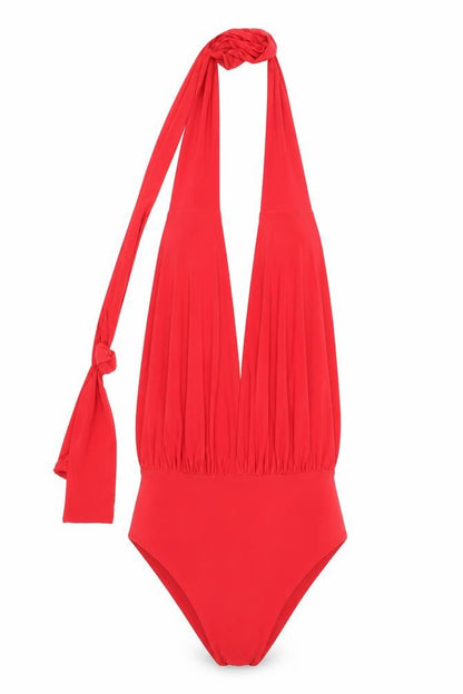 Goddiva Womens Red Polyester One Piece Size S Tie