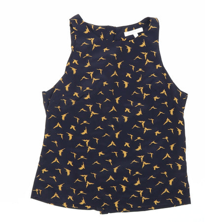 Glamorous Womens Black Geometric Polyester Basic Tank Size 10 Round Neck - Bird Pattern