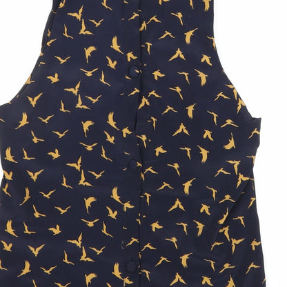 Glamorous Womens Black Geometric Polyester Basic Tank Size 10 Round Neck - Bird Pattern