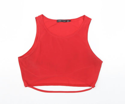 I SAW IT FIRST Womens Red Polyester Basic Tank Size 12 Round Neck