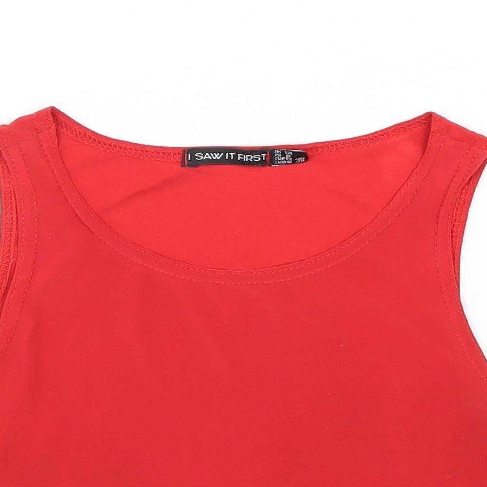 I SAW IT FIRST Womens Red Polyester Basic Tank Size 12 Round Neck