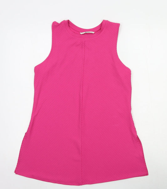 TU Womens Pink Cotton Basic Tank Size 14 Round Neck