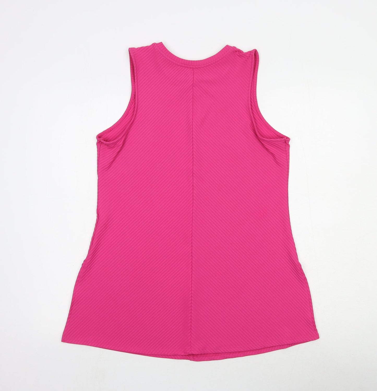 TU Womens Pink Cotton Basic Tank Size 14 Round Neck