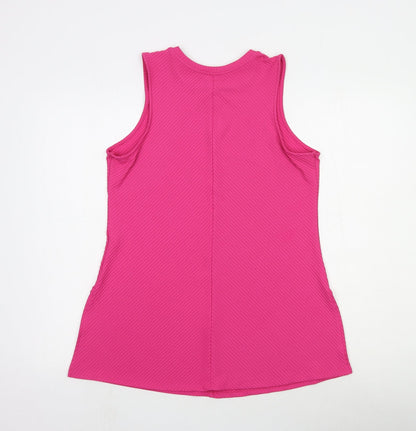 TU Womens Pink Cotton Basic Tank Size 14 Round Neck