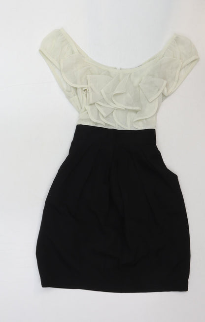 FOREVER 21 Womens Black Cotton Bodycon Size S Scoop Neck Zip