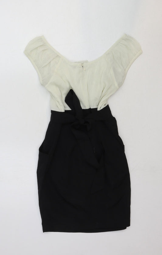 FOREVER 21 Womens Black Cotton Bodycon Size S Scoop Neck Zip