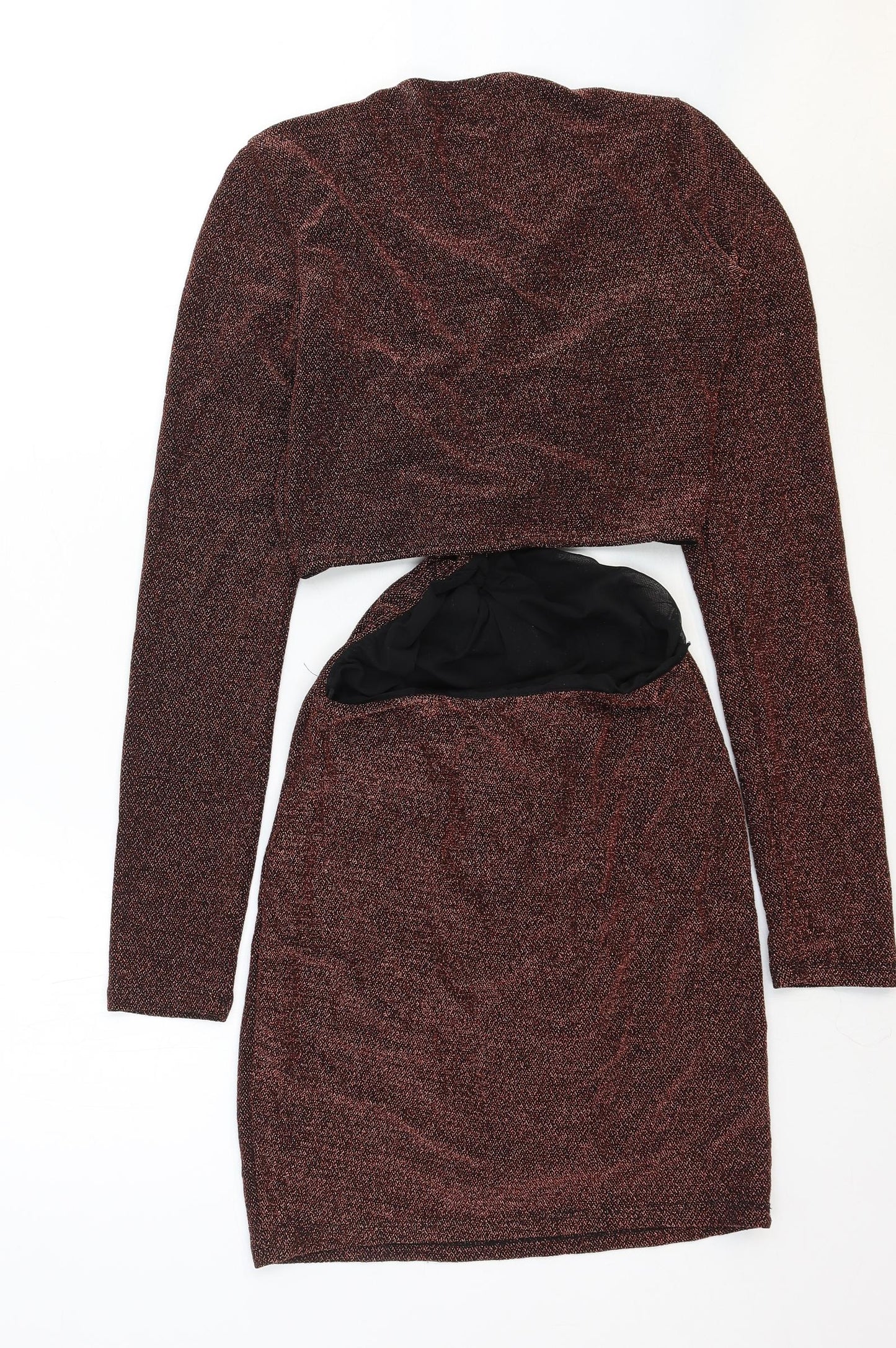 Bershka Womens Orange Viscose Bodycon Size XL Round Neck Pullover
