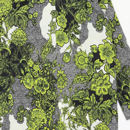 Topshop Womens Green Floral Viscose Shift Size 8 Round Neck Button