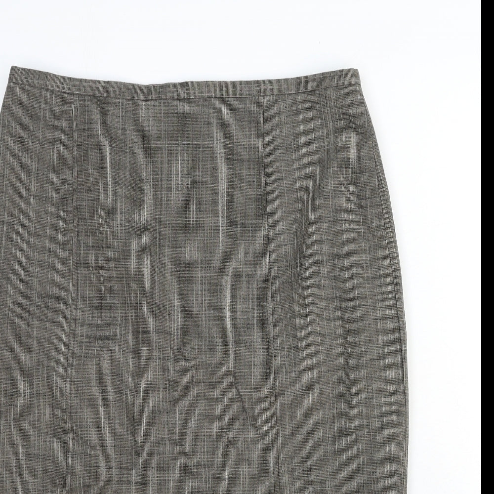 Autonomy Womens Grey Cotton A-Line Skirt Size 14 Zip