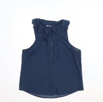 Womens UK Size S Pins & Needles Blue Basic Button-Up