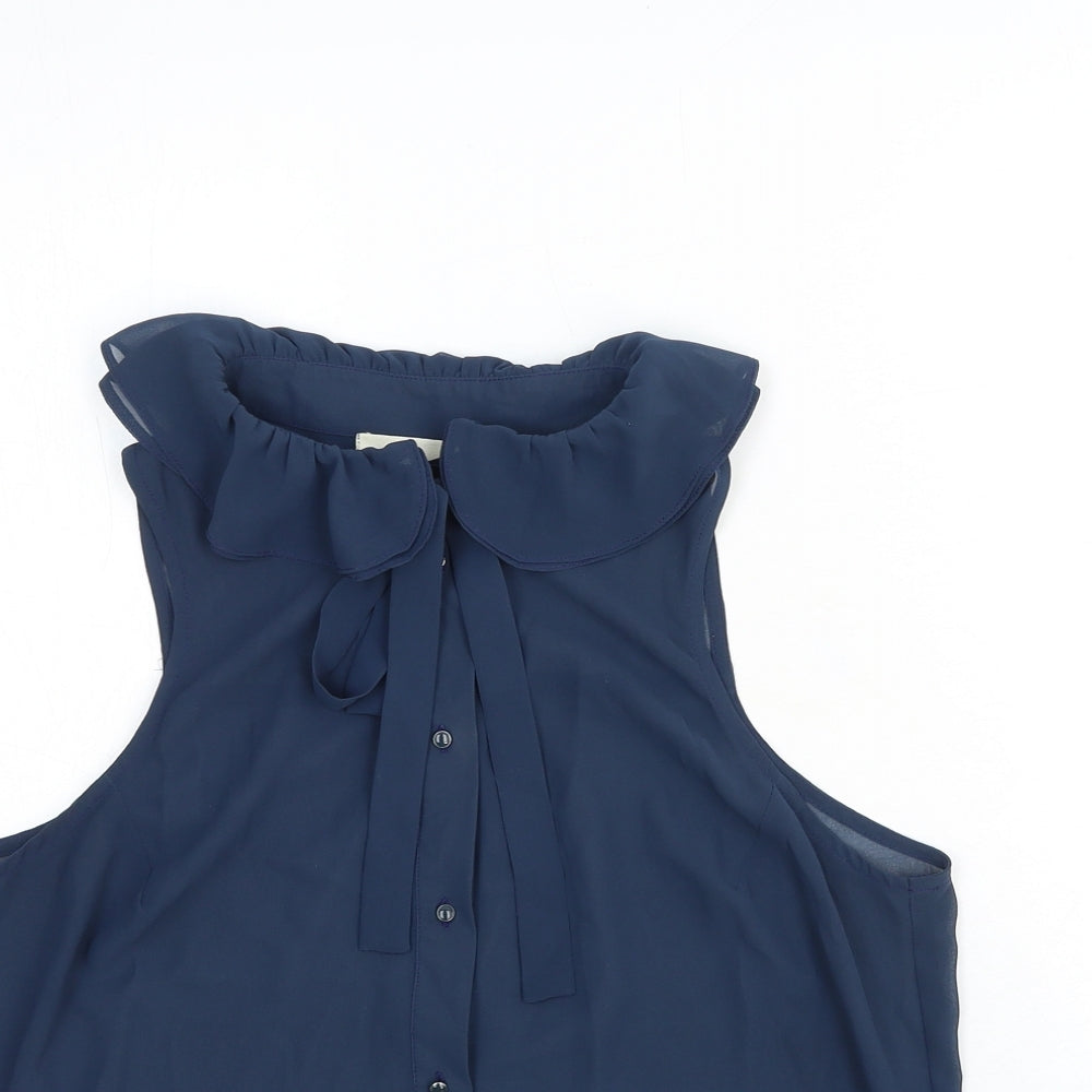 Womens UK Size S Pins & Needles Blue Basic Button-Up
