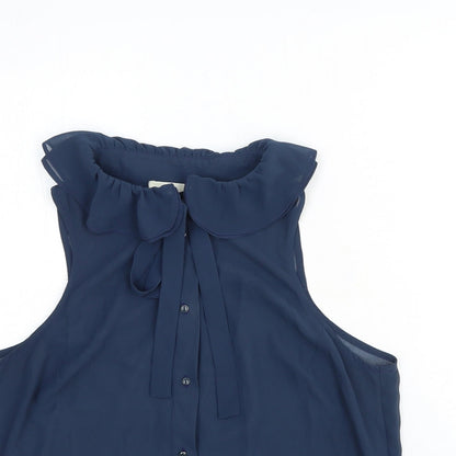 Womens UK Size S Pins & Needles Blue Basic Button-Up
