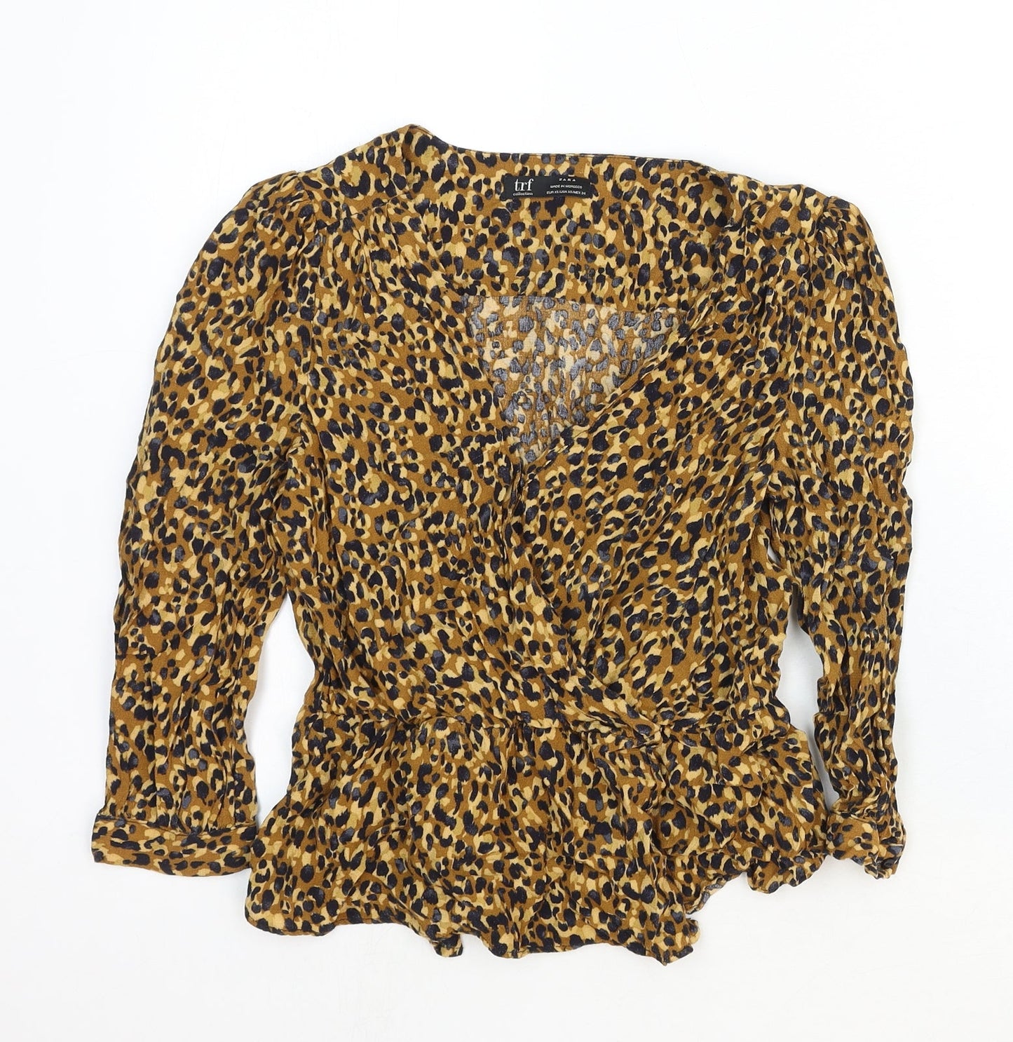 Womens UK Size XS Zara Brown Basic Blouse