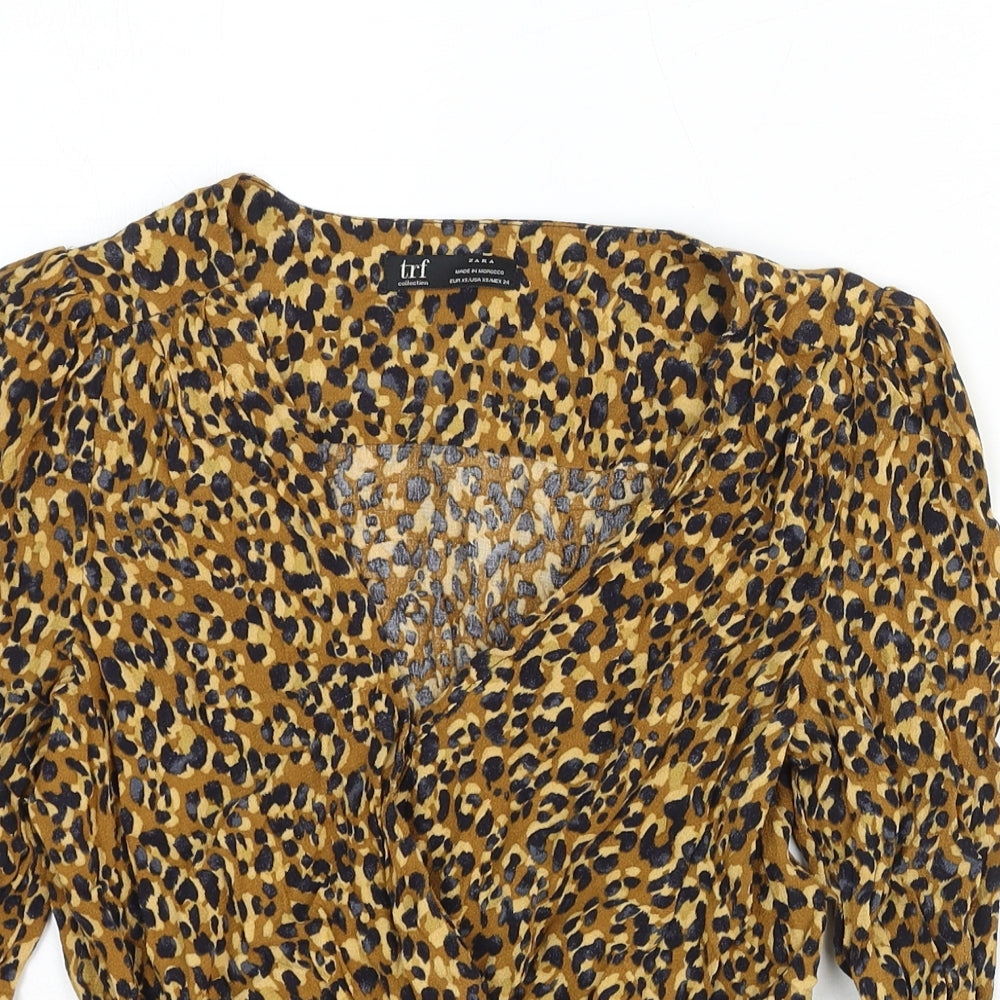 Womens UK Size XS Zara Brown Basic Blouse