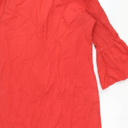 Milano Womens Red Cotton A-Line Size 12 V-Neck Zip