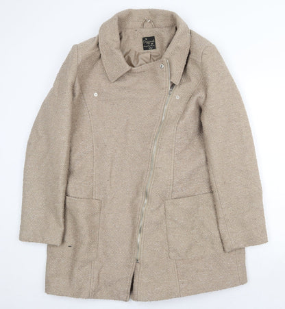 Originals Womens Beige Biker Coat Size 18 Zip