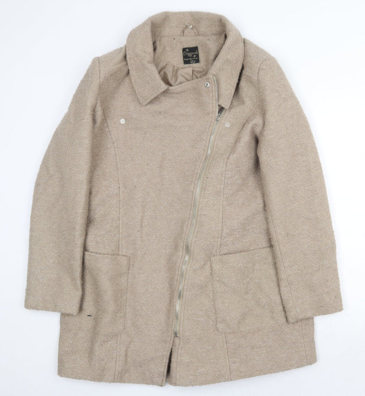 Originals Womens Beige Biker Coat Size 18 Zip