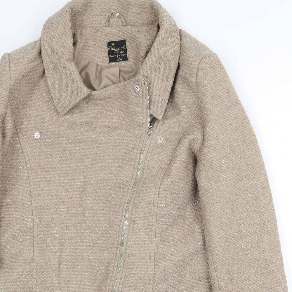 Originals Womens Beige Biker Coat Size 18 Zip