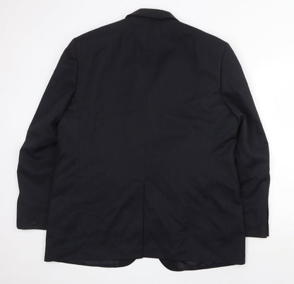Mens UK Size 46 Pinstripe Regular Black Suit Jacket