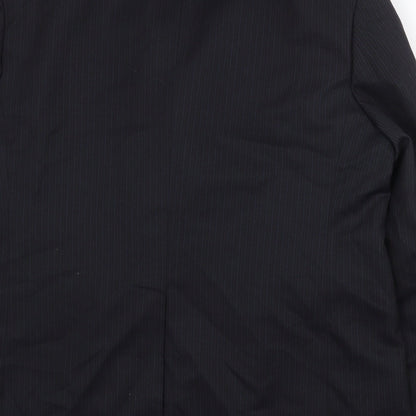 Mens UK Size 46 Pinstripe Regular Black Suit Jacket