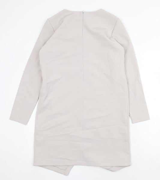 ASOS Womens Grey Polyester Shift Size 10 Round Neck Zip