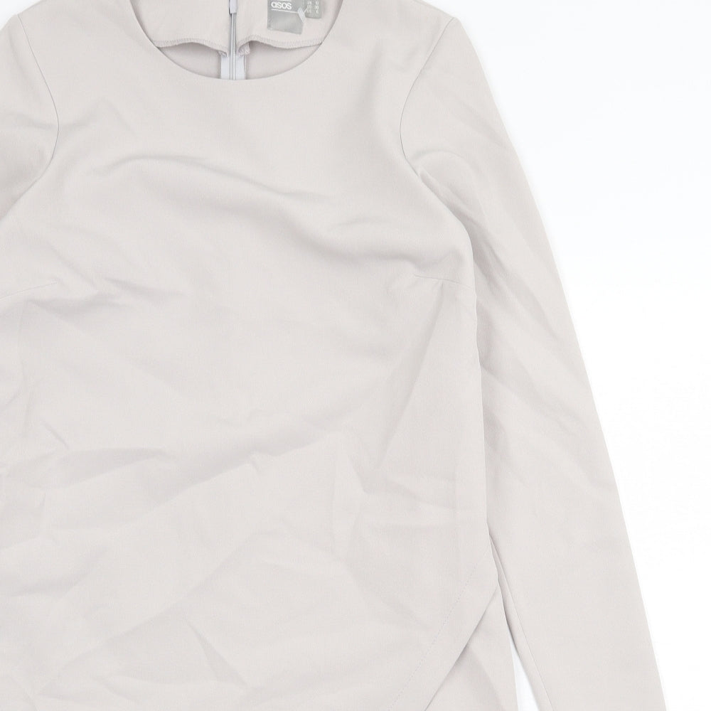 ASOS Womens Grey Polyester Shift Size 10 Round Neck Zip