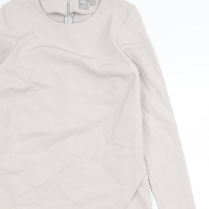 ASOS Womens Grey Polyester Shift Size 10 Round Neck Zip