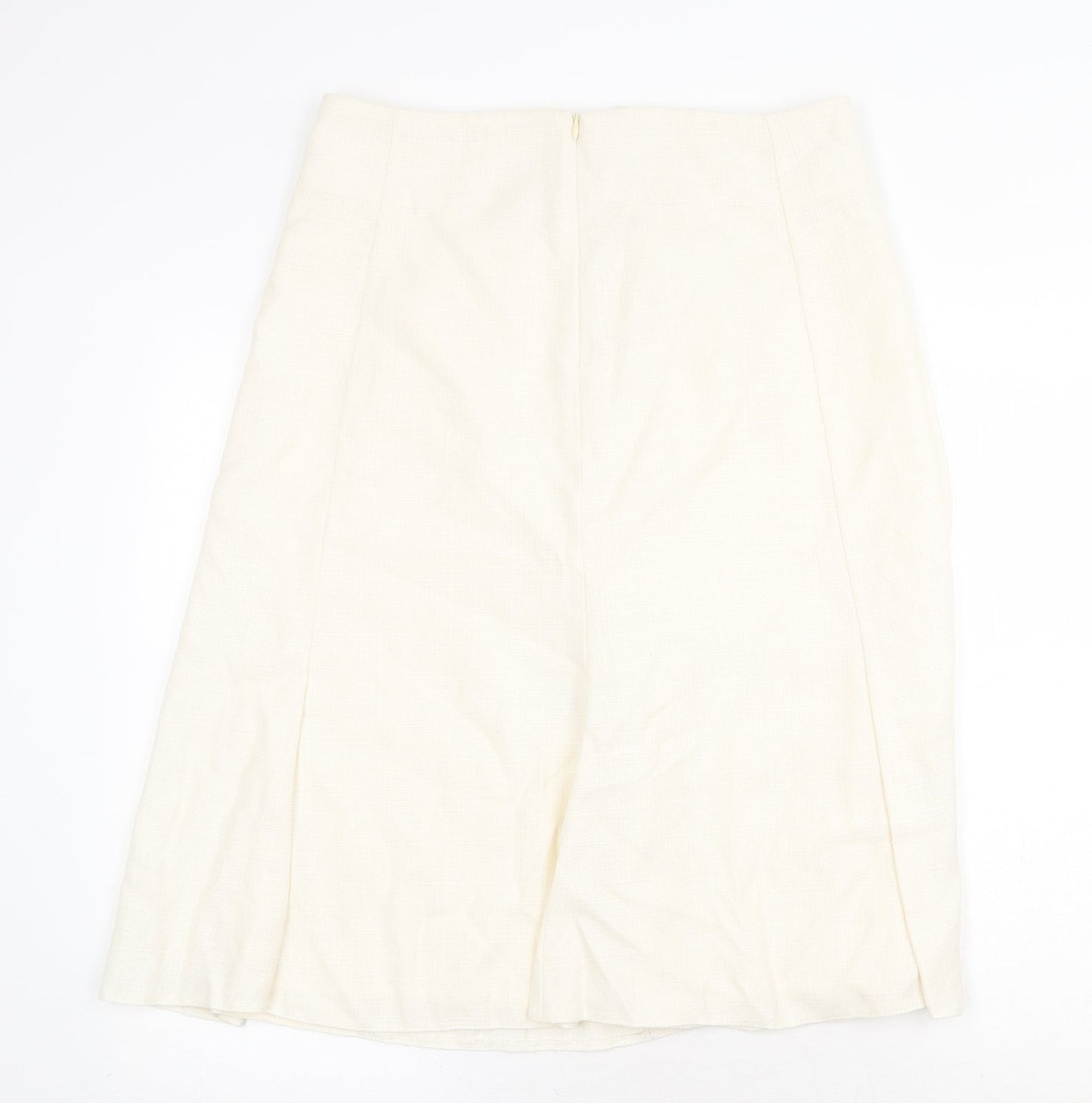 Klass Womens Ivory Polyester Swing Skirt Size 14 Zip