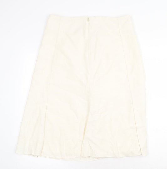 Klass Womens Ivory Polyester Swing Skirt Size 14 Zip