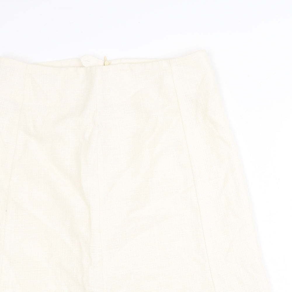Klass Womens Ivory Polyester Swing Skirt Size 14 Zip