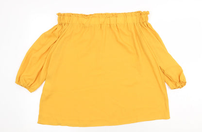 Womens UK Size XL Preworn Yellow Basic Blouse