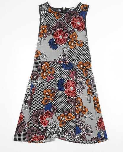 Glamorous Womens Multicoloured Floral Polyester A-Line Size M Scoop Neck Zip - Lace trim